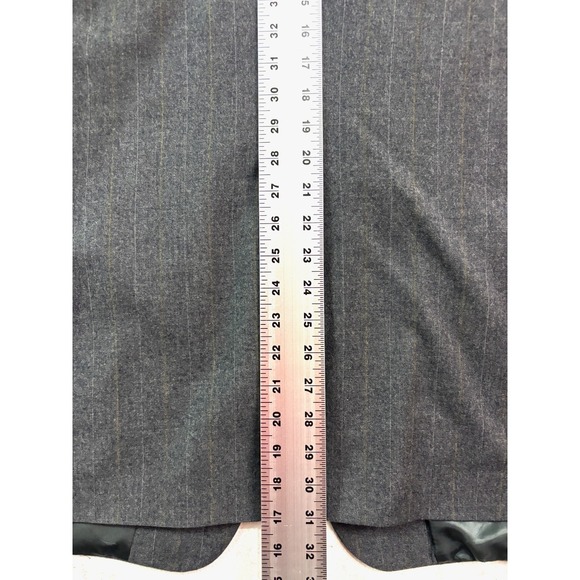 vtg USA Made 46R 40x30 Gray Tan Stipe Flannel Wool 2pc Pant Suit Pleated Cuffed - Picture 10 of 16